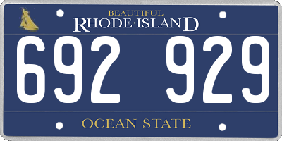 RI license plate 692929