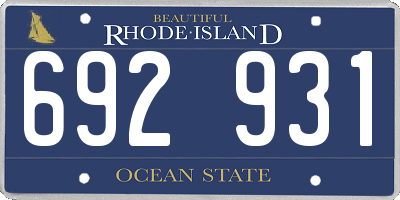 RI license plate 692931