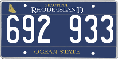 RI license plate 692933