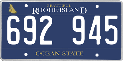 RI license plate 692945