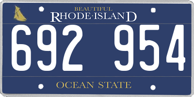 RI license plate 692954