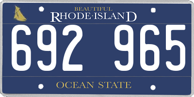 RI license plate 692965