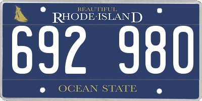 RI license plate 692980