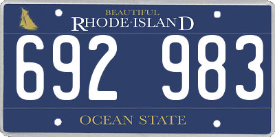 RI license plate 692983