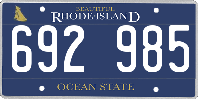 RI license plate 692985