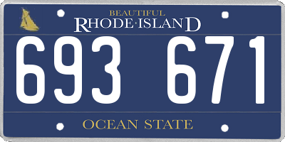 RI license plate 693671
