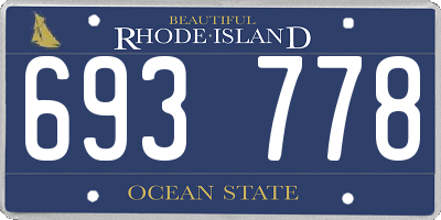 RI license plate 693778