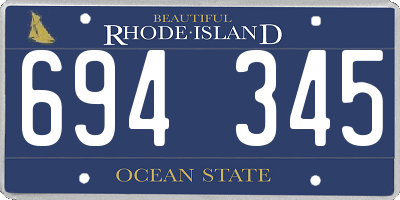 RI license plate 694345