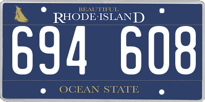 RI license plate 694608