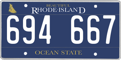 RI license plate 694667