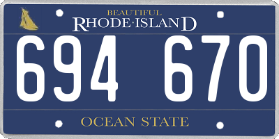 RI license plate 694670