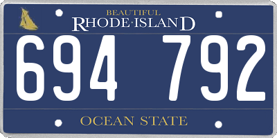 RI license plate 694792
