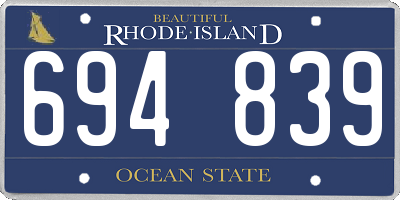 RI license plate 694839