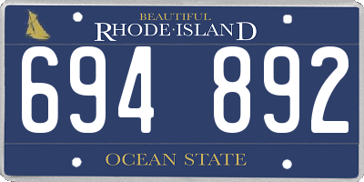 RI license plate 694892