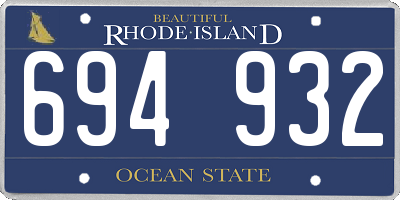 RI license plate 694932