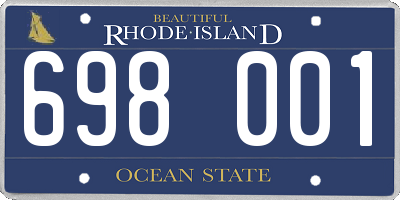 RI license plate 698001