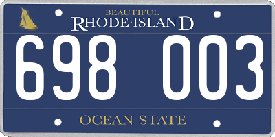 RI license plate 698003