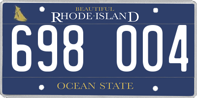 RI license plate 698004