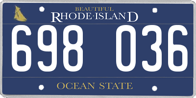 RI license plate 698036
