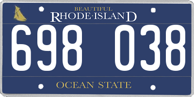RI license plate 698038