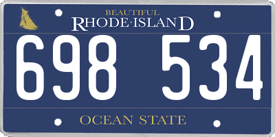 RI license plate 698534