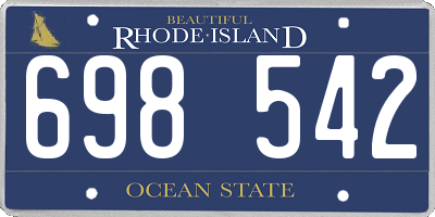 RI license plate 698542