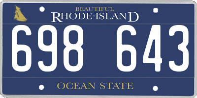 RI license plate 698643