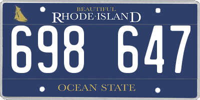 RI license plate 698647