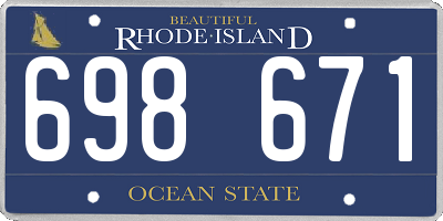 RI license plate 698671