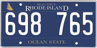 RI license plate 698765