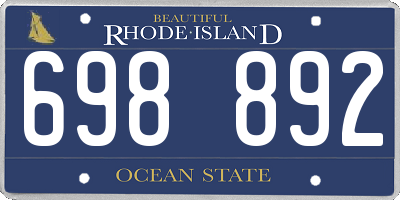 RI license plate 698892