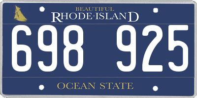 RI license plate 698925