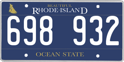 RI license plate 698932