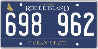 RI license plate 698962