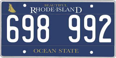 RI license plate 698992
