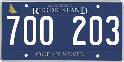 RI license plate 700203