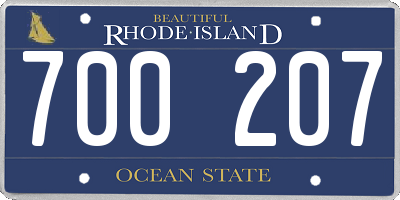 RI license plate 700207