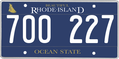 RI license plate 700227