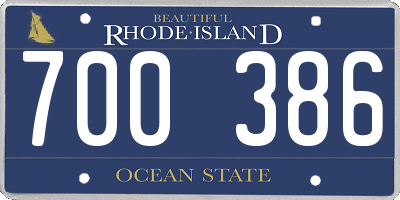 RI license plate 700386