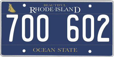 RI license plate 700602
