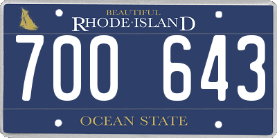 RI license plate 700643