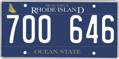 RI license plate 700646