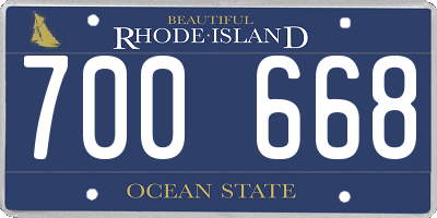 RI license plate 700668