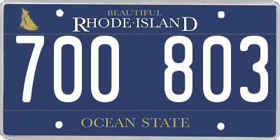 RI license plate 700803