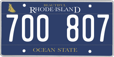 RI license plate 700807