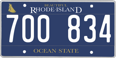 RI license plate 700834