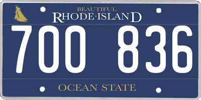 RI license plate 700836