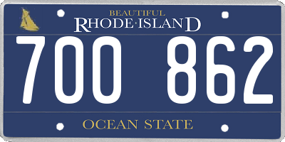 RI license plate 700862