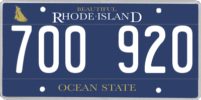 RI license plate 700920