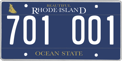 RI license plate 701001